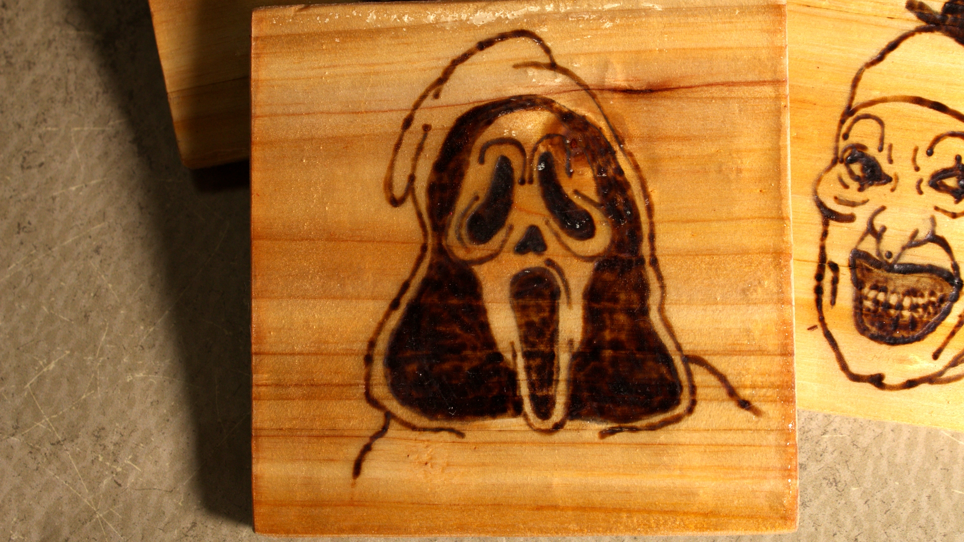 Horror Wood-Burned Coasters (4-Pack)