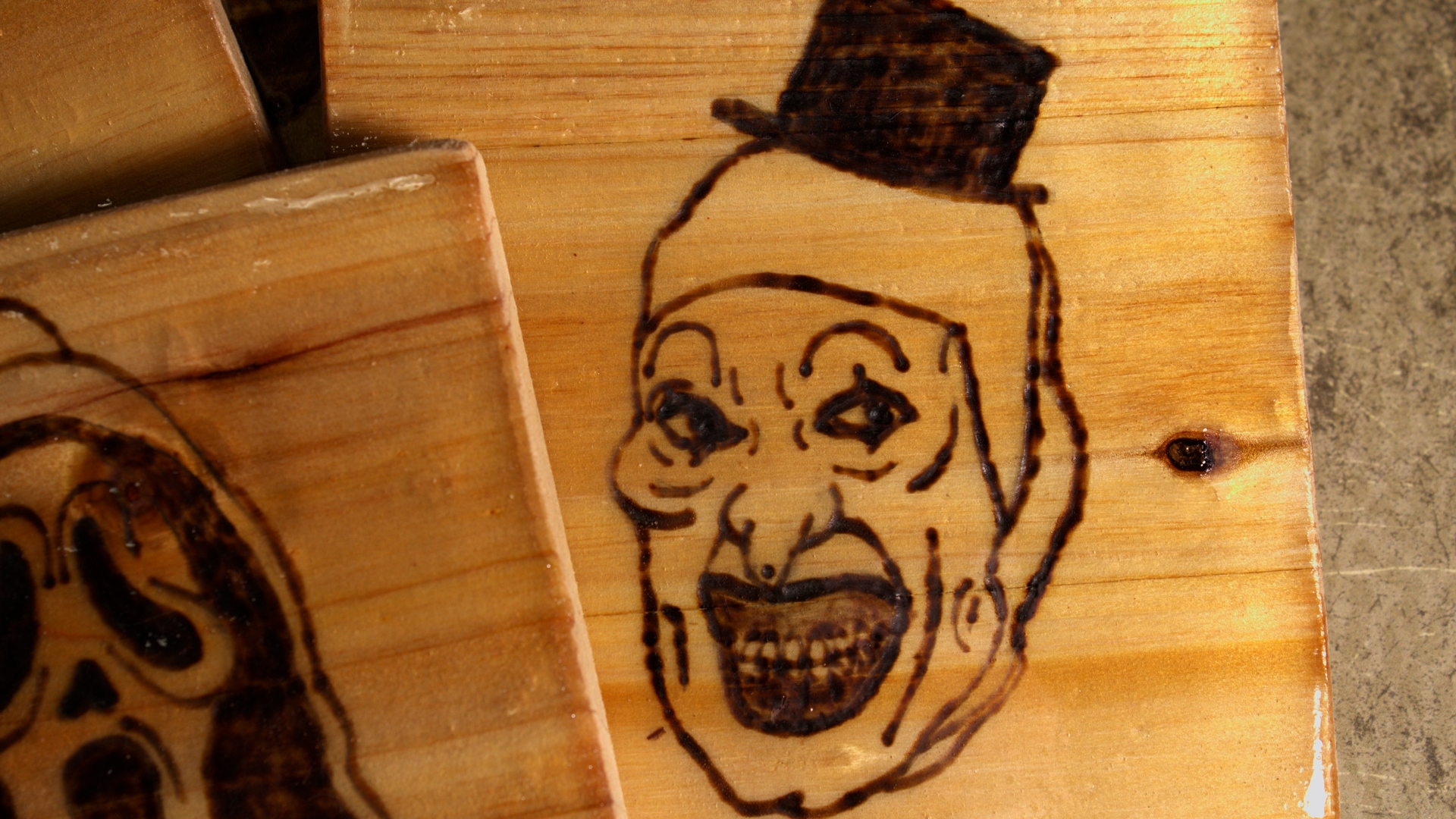Horror Wood-Burned Coasters (4-Pack)