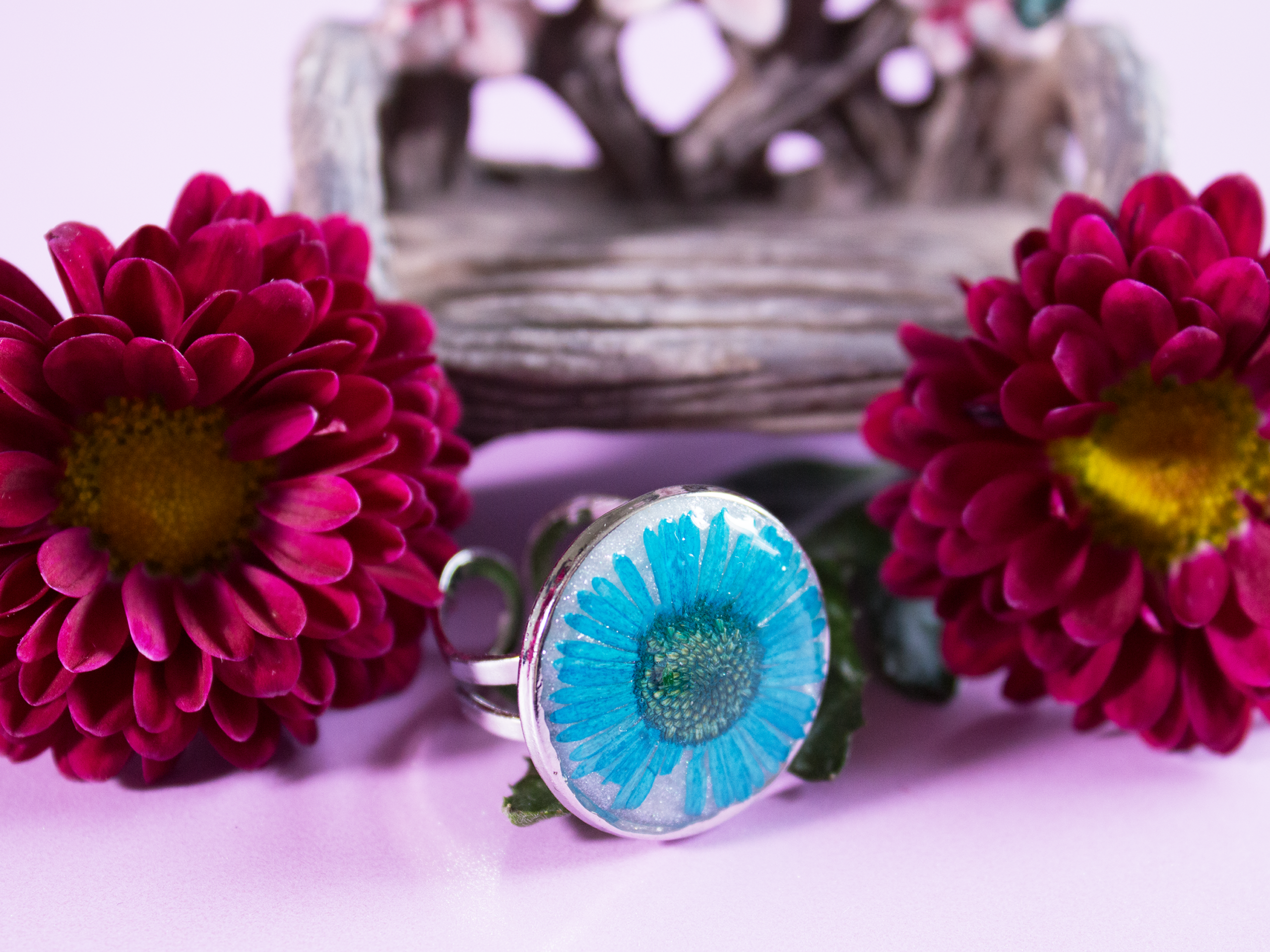 Blue Daisy Ring