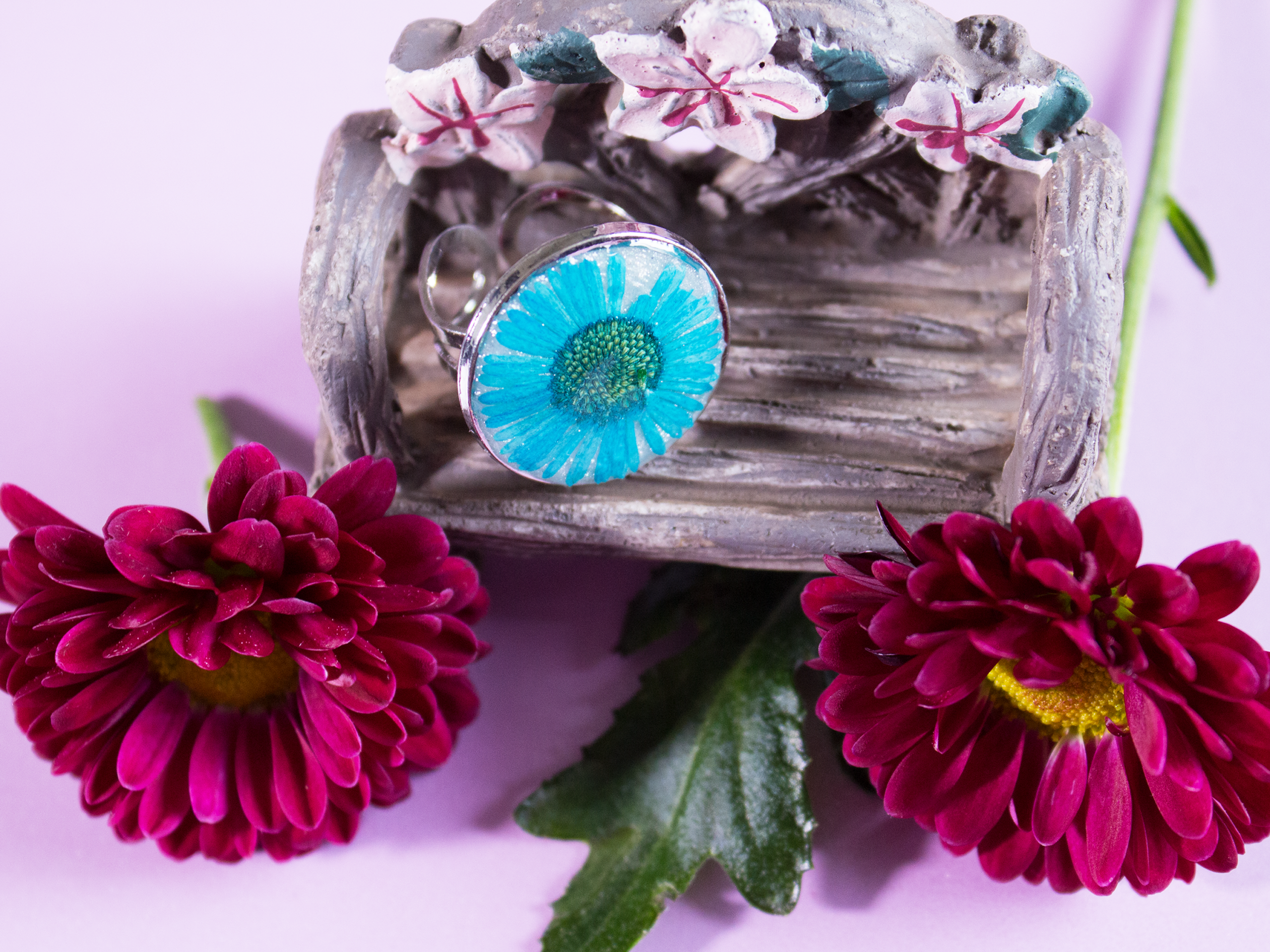 Blue Daisy Ring