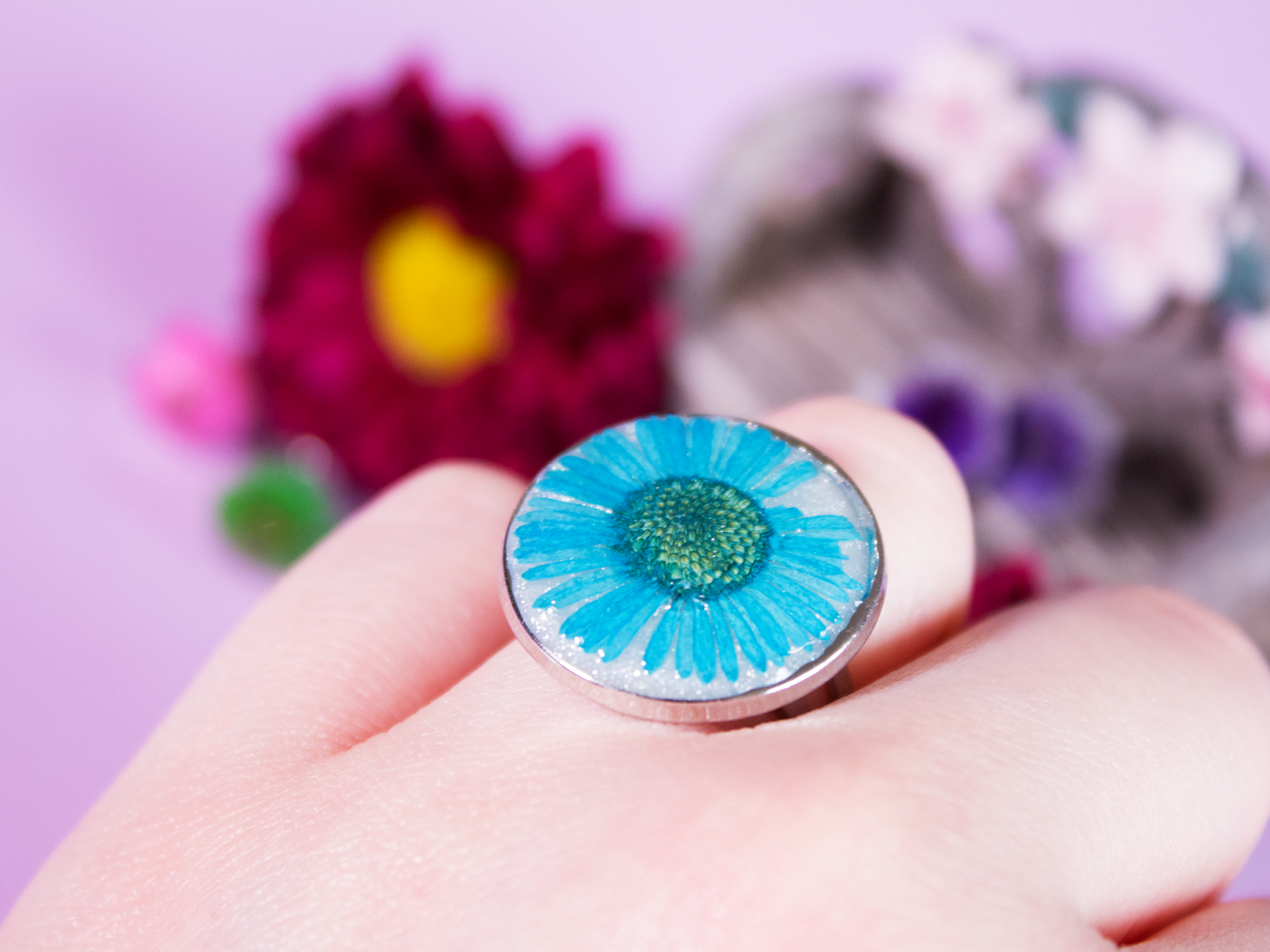 Blue Daisy Ring