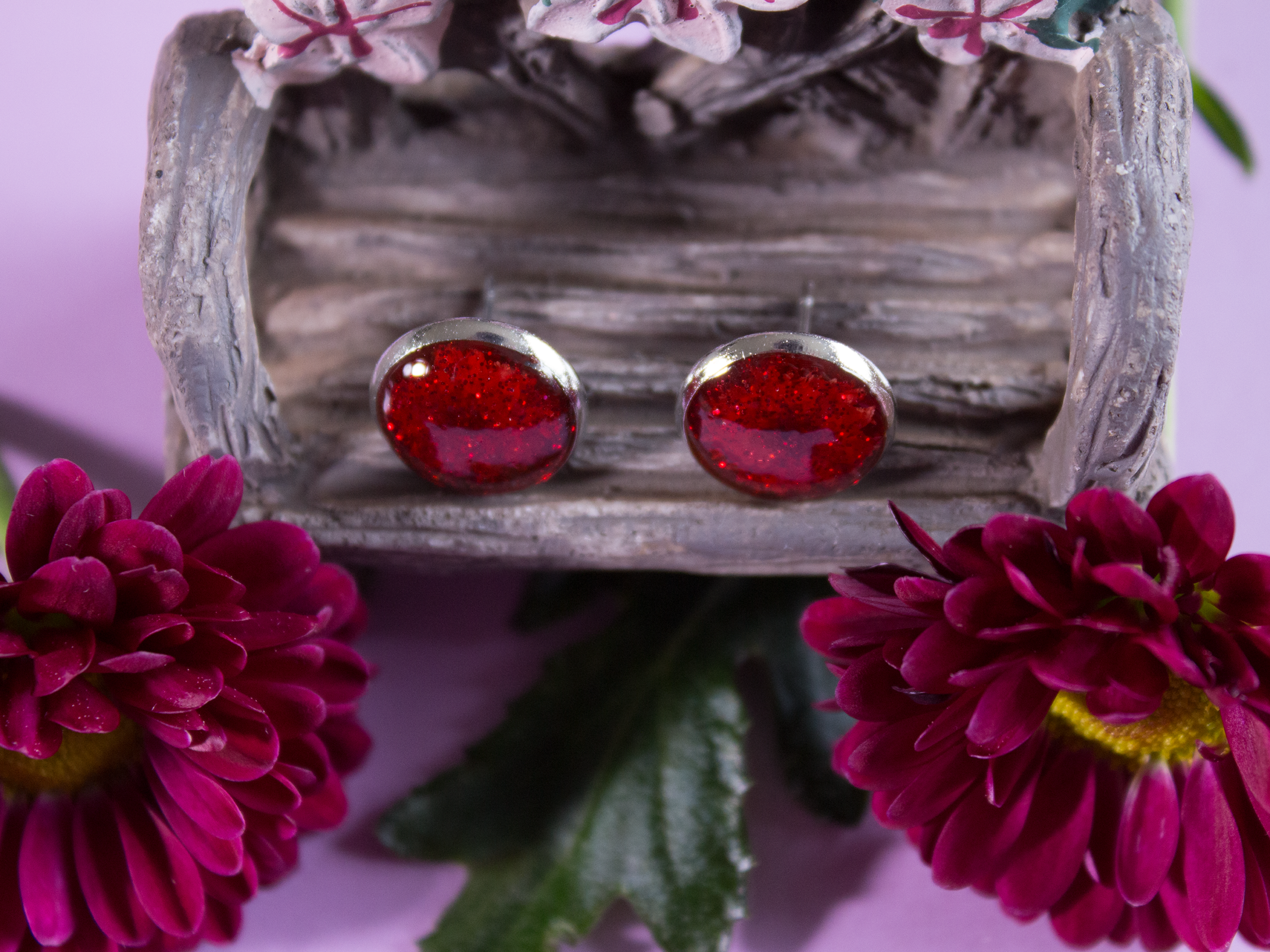 Ruby Shimmer Studs